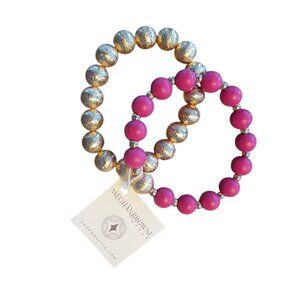 Meghan Browne Style Kari Fuchsia Bracelet Set Gold/Pink Pair of 2